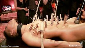 ”Black slave holding fat padlocks”