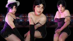 6 booty in fishnets cyberpunk style game character kitty cross