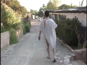 Hot Nurse in White Stockings Rides Patient Dude Outdoors