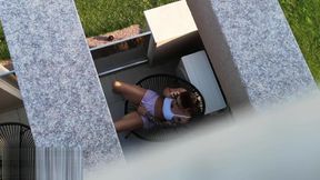 Caught my neighbors Step daughter masturbating on her balcony