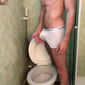 Big soft dick pissing twice in a row