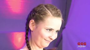 Fucking Petite Blonde with Pigtails in Group Until She's Covered in Cum