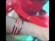 Indian Gay Crossdresser Gauri Sissy xxx video call in red saree showing his boobs and bra strap 🥵