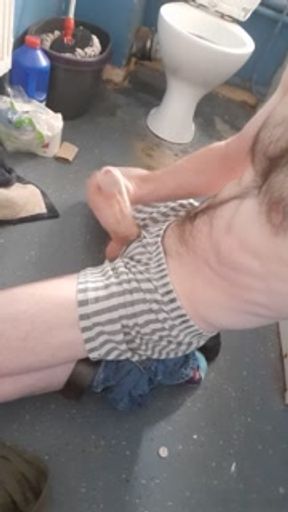 Teen busts heavy nut with boxers still on