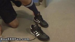 Hot gay sex Tommy gets home from baseball practice, gets bare and