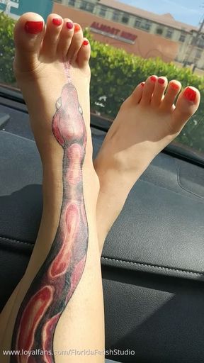 Snake Tattoo Scarlet Toenails