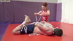 She Hogties And Humiliates Skinny Dude