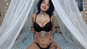 Gorgeous alternative girl switches bra showing off her massive tits