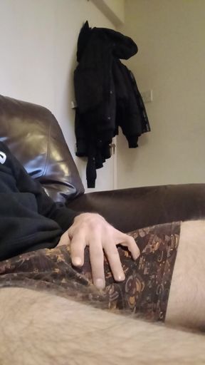 Hot young guy masterbates big cock and balls until big cumshot