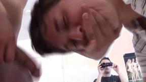 ”Charming twink gets his hole devirginized by horny frat men”