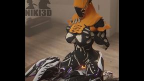 Valkyr and Wisp Warframes banging on the bed