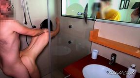 cheating wife has sex in shower - husband is watching (long version)