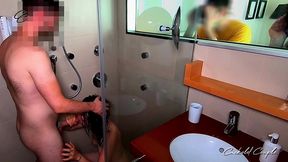 cheating wife has sex in shower - husband is watching (long version)