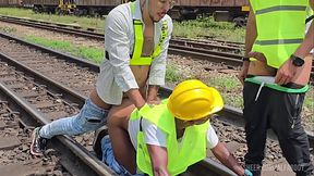 The workers went hard at lunchtime, fucked their passive colleague and gave him lots of