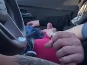 Stroking each other’s cocks on a busy highway