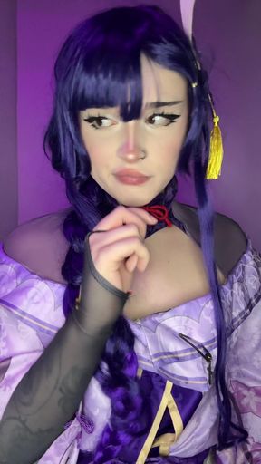 Femboy cosplayer teases with a cock