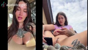 TikTok model teased on public beach with dildo, climaxing delightfully