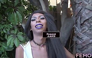 Cute trap amateur stroking her intense rod