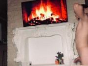 Very hot sex near the fireplace, doggy style, cum shot. (Casey Donovan)