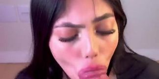 Sexy Brenda Trindade gives a deepthroat blowjob