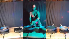 footballjock makes breakfast while dancing in sexy lingerie