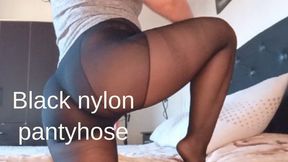 Black nylon pantyhose