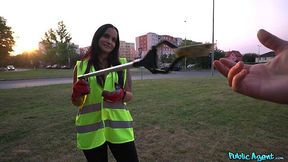 Busty brunette agrees to fuck for money