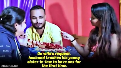 Latest Hindi - On Wife Request Husband Teaches His Young Sister In Law To Have Sex For The First Time