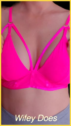 Wifeys Amazing Tits in a Hot Pink Bra