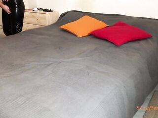 Screw brunette hair in latex costume doggystile - Sexafterwedding