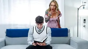 Religious stepmom catches her stepson watching porn and decides to teach him about sex using her own body