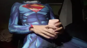 Thai Twink in Superman Uniform Jerks Off with Sex Toy