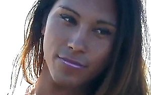 Lonely tranny jerks on a beach