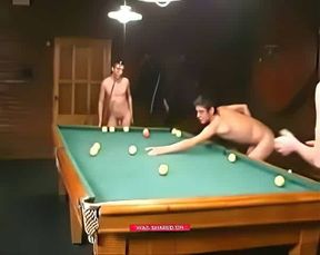Nude Russian Soldiers Playing Pool