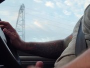 Country boy bates in his truck on the highway