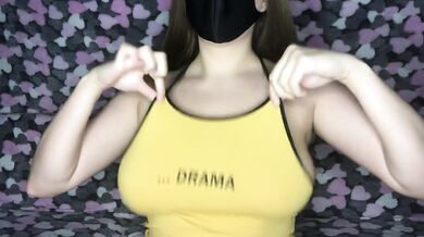Busty teen flashing her big natural tits and perfect asshole while tease fucking herself