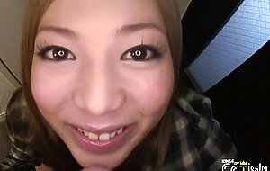 Pure japanese adult video, blonde japanese babe squirts and blows a guy with big cock in a common