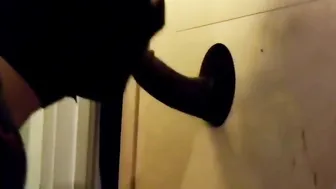 Amateur black guy gets deep blowjob at homemade glory hole