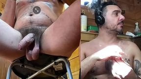 Nudist hippie latino uncut streamer watching porn spy under table