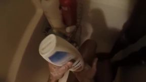 I wash him, then he washes me (Shower Go-Pro) w/cum