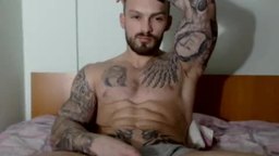 Hot Definde Muscled Body Tattoed Romanian Stud Jerking Off