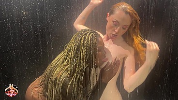 Two Lesbian's Wet, Soapy, Horny Shower
