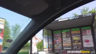 Skinny Czech redhead Antonia Sainz sucks cock and fucks publicly in a car