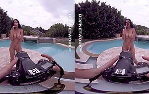 Splendid VR goddess Kira Queen rides your hard dick in POV by the pool