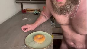 Big Dick Bodybuilder Unloads Multiple Cumshots to Glaze a Donut