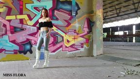 Walking and Teasing in my White Boots - Part 2