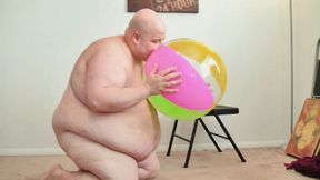 Inflatable Beach Ball - Blowing Up, Trying To Pop It and Bonus Hula Hooping *MP4*