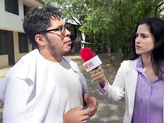 Reporter suggests her booty for the scoop of the fresh news! Hardcore sex!