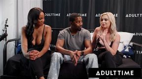 ADULT TIME Besties Lexi Lore And August Skye Share Huge Cock In Pussy Stacking 3 Way! PODCAST