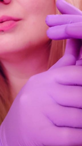 Asmr: Purple Nurse Gloves and Gold Glitter Watch. Arya Grander